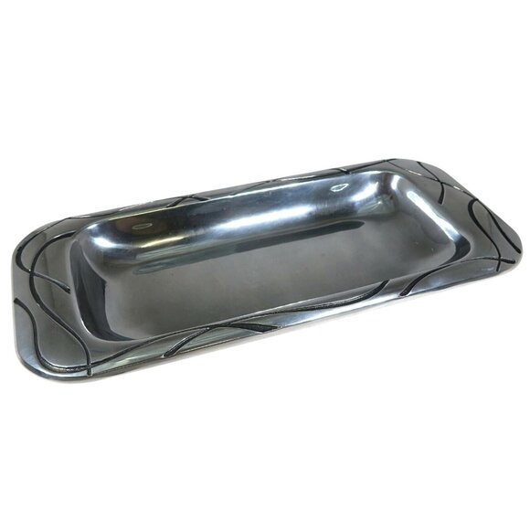 Lenox “Vibe” Silver-Tone 14.5" Bread Tray – Modern Hollowware, c. 2000s - Picture 3 of 5